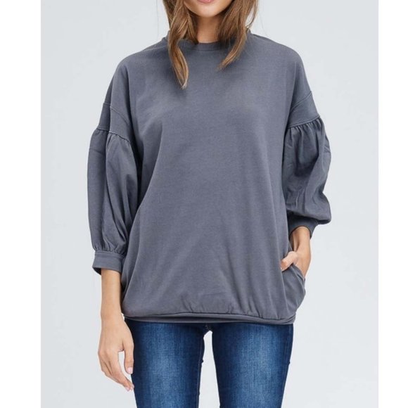 (NWT) Crewneck Longline Sweater with Pockets - Picture 6 of 8